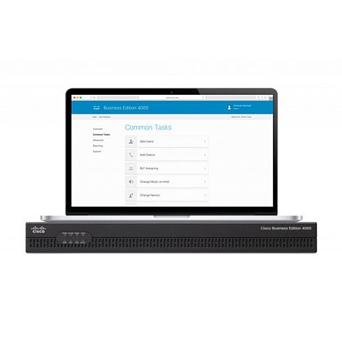 BE4S-V-K9 Cisco сервер Business Edition 4000 IP АТС, до 200 IP тел., 2x GE RJ45, 1x USB 2.0, 2x NIM