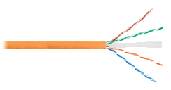Кабель NETLAN U/UTP 4 пары, Кат.6 (Класс E), 250МГц, одножильный, BC (чистая медь), внутренний, LSZH нг(B)-HF, оранжевый, 305м
