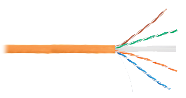 Кабель NETLAN U/UTP 4 пары, Кат.6 (Класс E), 250МГц, одножильный, BC (чистая медь), внутренний, LSZH нг(B)-HF, оранжевый, 305м