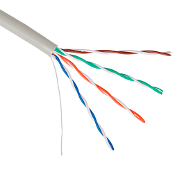 Кабель NETLAN U/UTP 4 пары, Кат.5e (Класс D), 100МГц, одножильный, BC (чистая медь), внутренний, PVC нг(B), серый, 305м