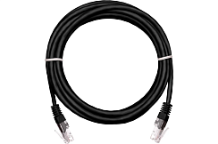 Коммутационный шнур NETLAN U/UTP 4 пары, черный, Кат.5е (Класс D), 100МГц, 2хRJ45/8P8C, T568B, заливной, многожильный, BC (чистая медь), PVC нг(B), 2м, уп-ка 10шт