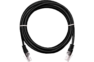 Коммутационный шнур NETLAN U/UTP 4 пары, черный, Кат.5е (Класс D), 100МГц, 2хRJ45/8P8C, T568B, заливной, многожильный, BC (чистая медь), PVC нг(B), 2м, уп-ка 10шт