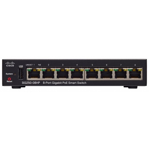 Коммутатор PoE Cisco SB SG250-08HP-K9-EU