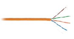 Кабель NETLAN U/UTP 4 пары, Кат.5e (Класс D), 100МГц, одножильный, BC (чистая медь), внутренний, LSZH нг(B)-HF, оранжевый, 305м 