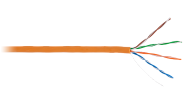 Кабель NETLAN U/UTP 4 пары, Кат.5e (Класс D), 100МГц, одножильный, BC (чистая медь), внутренний, LSZH нг(B)-HF, оранжевый, 305м 